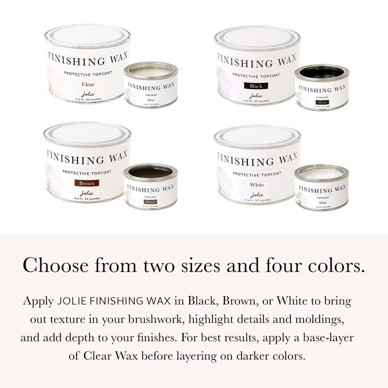 Jolie Finishing Wax - Protective topcoat Paint - Use on interior furniture, cabinets, walls, home decor and accessories - Odor-Free, Non-Hazardous - Clear - 120 ml - Image 4